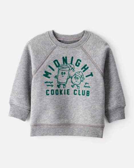 baby boy daydream fleece midnight cookie club long-sleeve pullover sweatshirt - grey