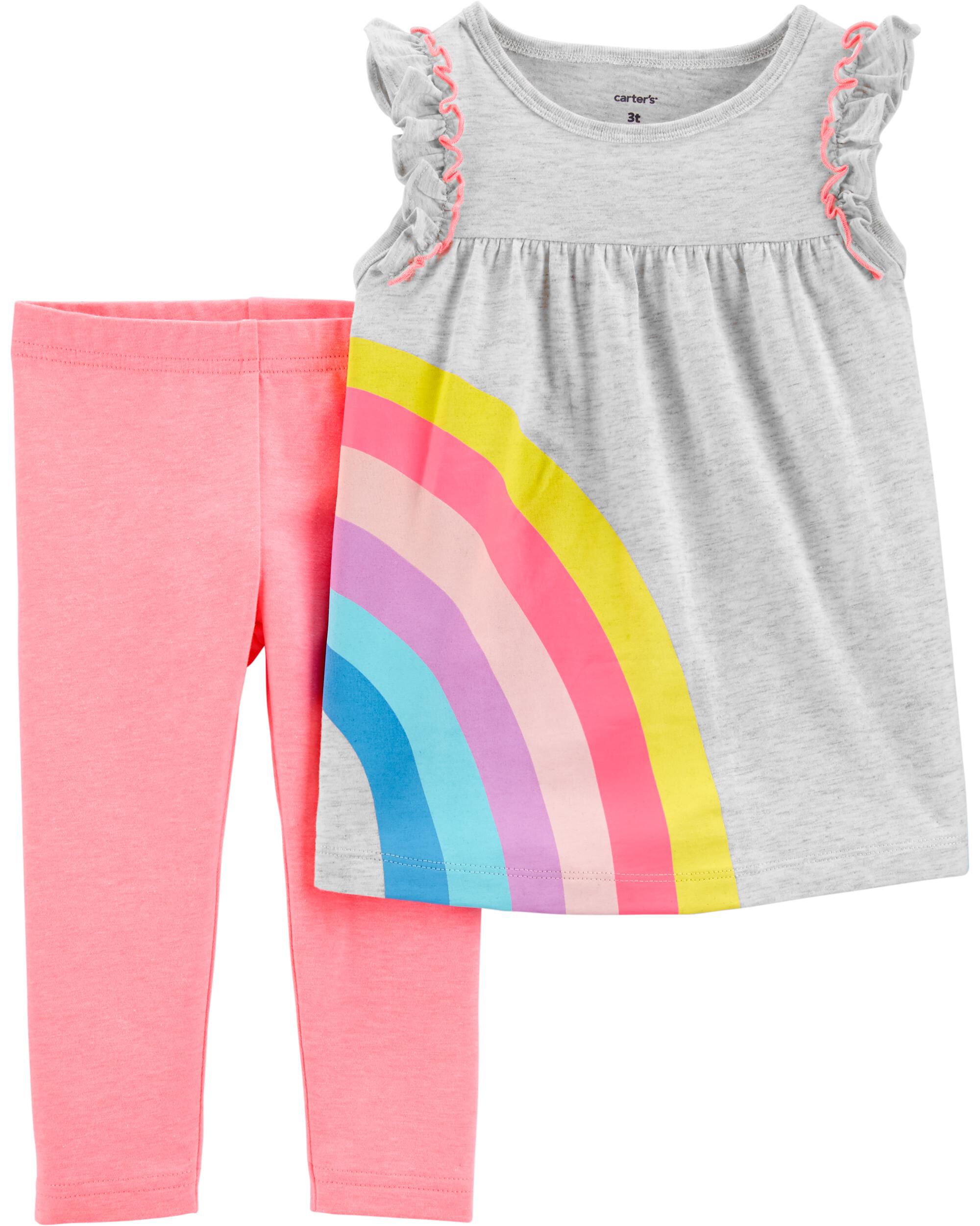 Carters Girls 2T-8 Flutter Sleeve Tank With Printed Joggers Set