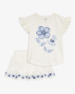 Product image 1 of Baby 2-Piece Fashion Top & Embroidered Gauze Skort Set