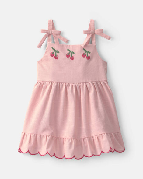 baby girl cherry short-sleeve dress - pink