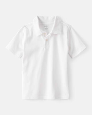 Kid Pique Long-Sleeve Polo Shirt - White