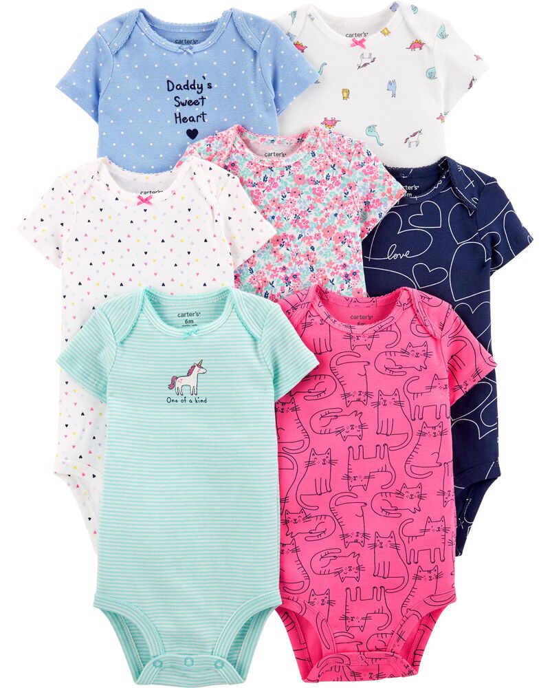 7 Pack Hearts Original Bodysuits Carters Com