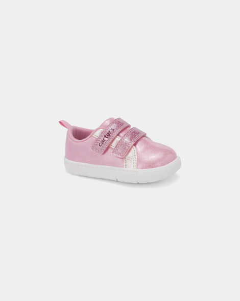 baby girl every step® first walker shimmer sneakers - pink