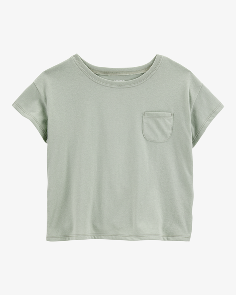 kid solid short-sleeve fashion top - green