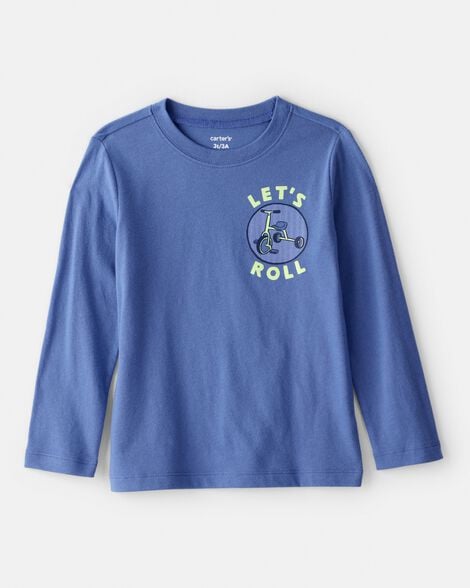 toddler boy bicycle long-sleeve graphic tee - blue