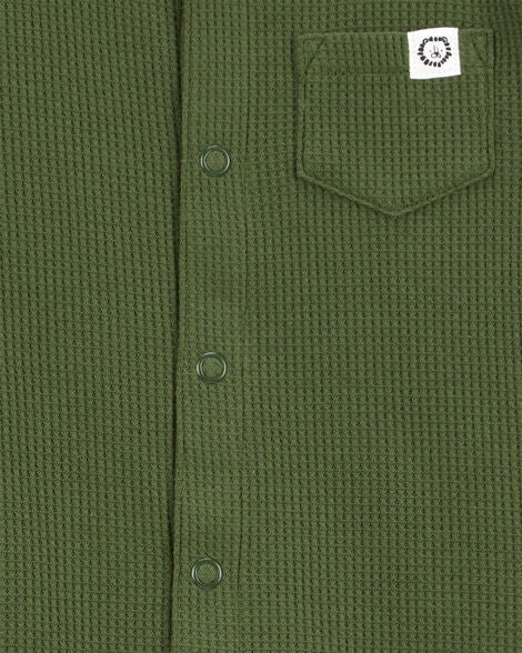  Product image 2 of Baby Waffle Knit Short-Sleeve Romper - Green