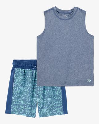 Product image 1 of Kid 2-Piece Active Muscle Tank & Shorts Set - Blue