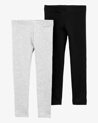Product image 1 of Baby 2-Pack Black & Grey Cotton Stretch Leggings
