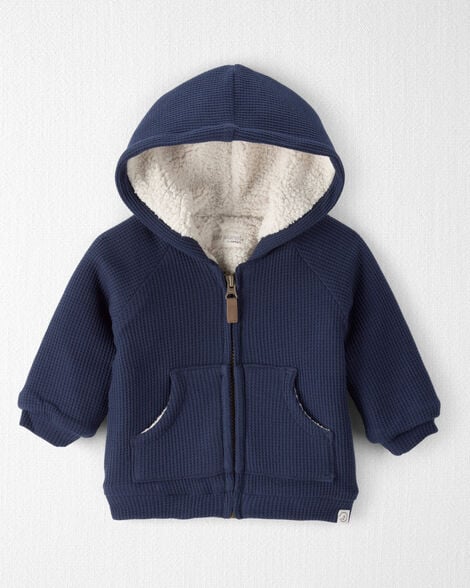 Baby Recycled Sherpa Waffle Knit Hooded Jacket