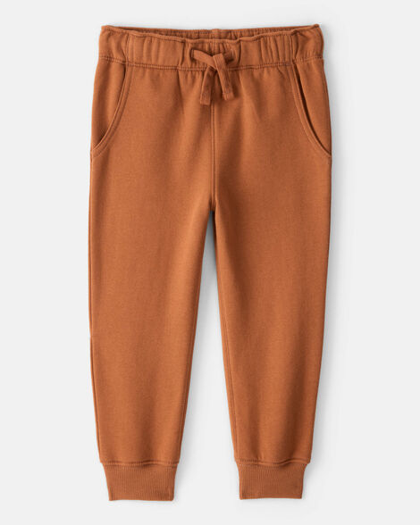 toddler boy daydream fleece cotton jogger - brown