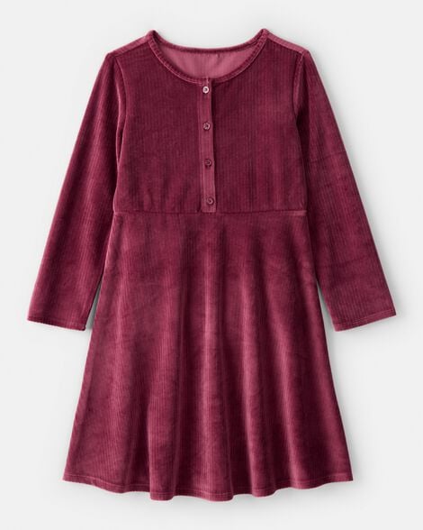 Girls Cozy Rib Dress - Red