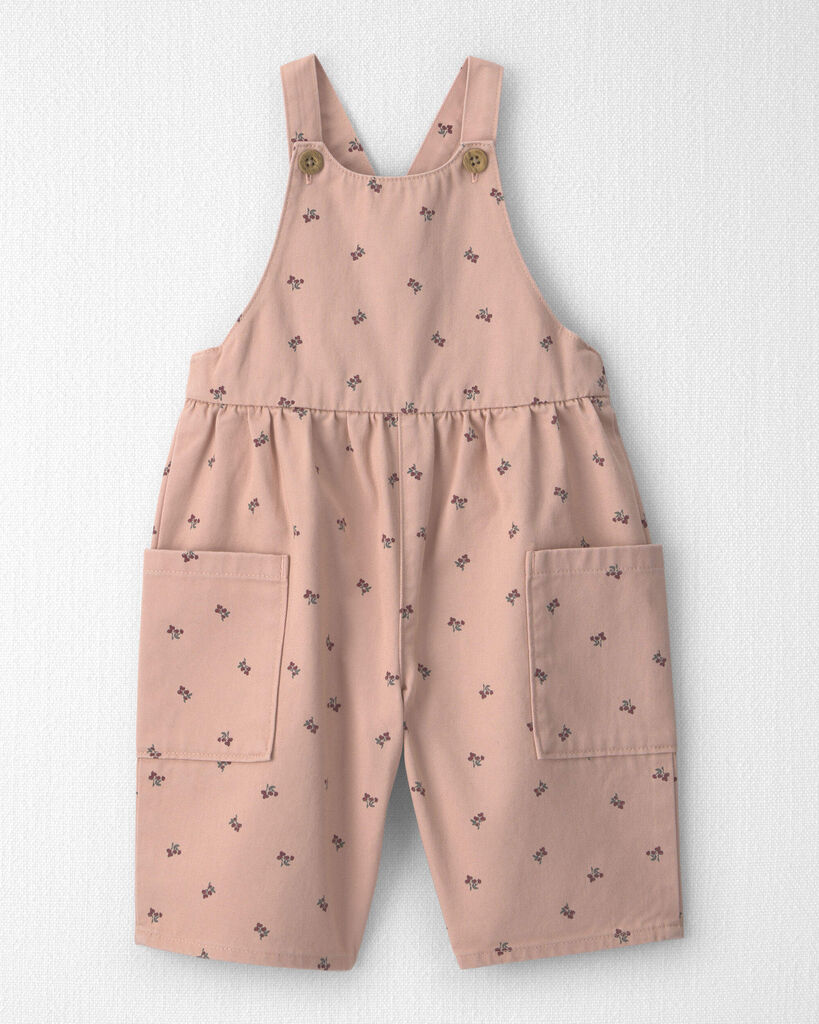 Little Planet Baby Girl Organic Cotton Twill Wide Leg Overalls 12M Pink Floral