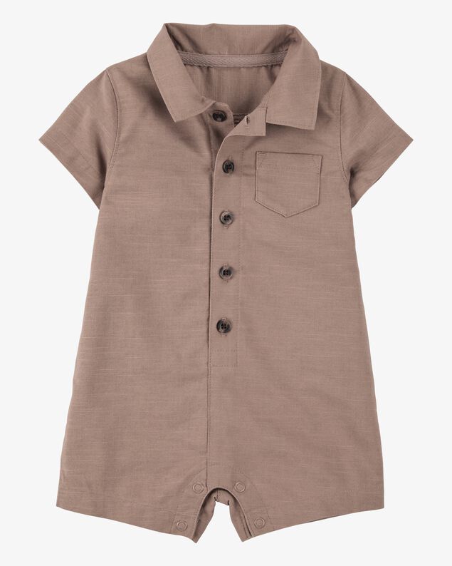 Product image 1 of Baby Button-Down Polo Romper - Brown