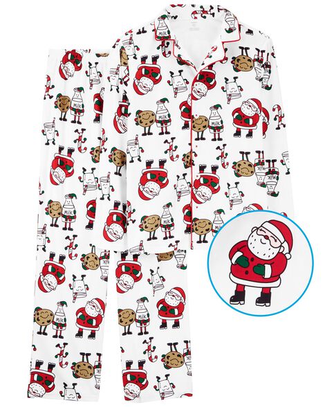 Product image 1 of 2-Piece Santa Cookies Fleece Coat-Style Pajamas