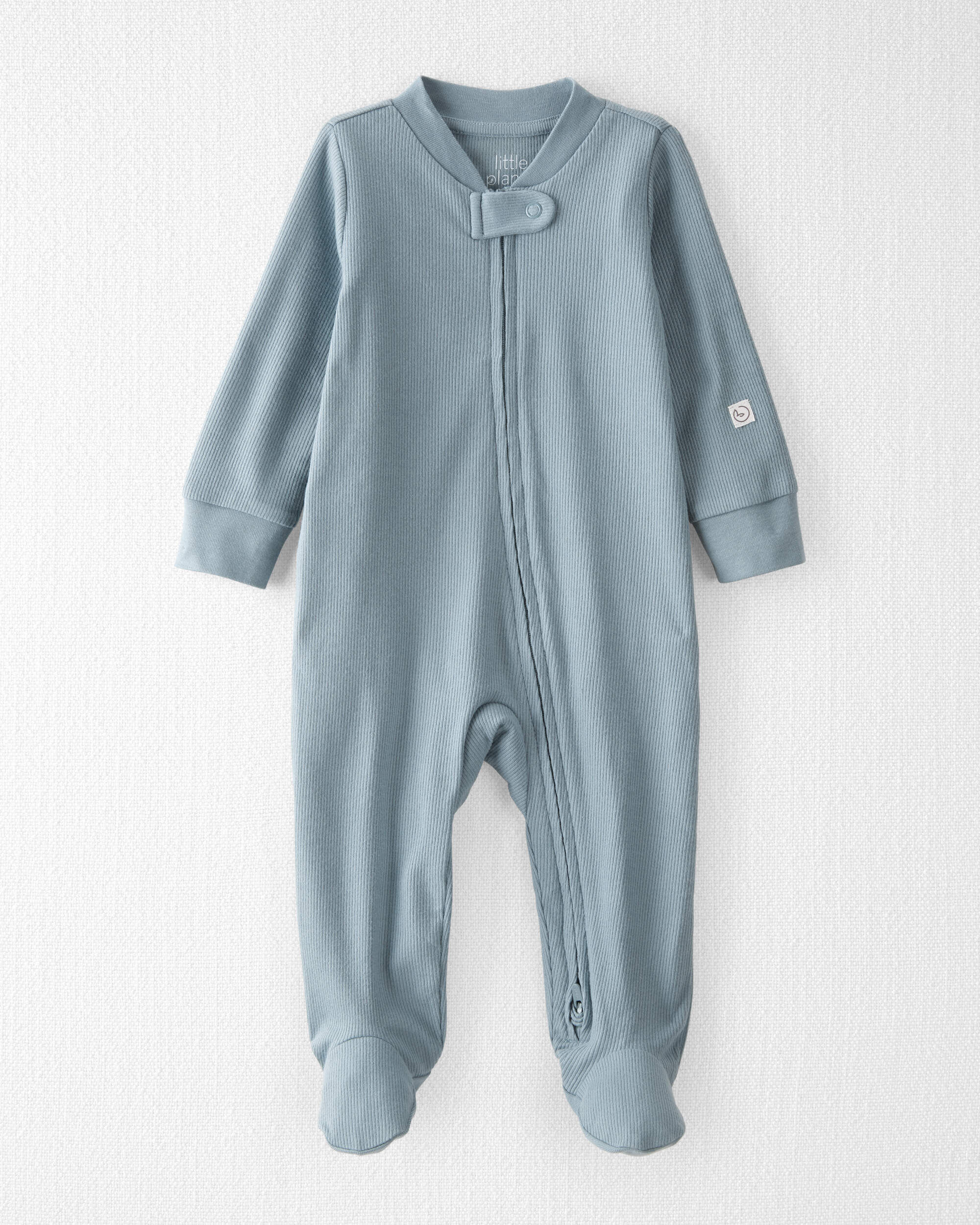Baby Organic Cotton Sleep & Play Pajamas in Blue - Little