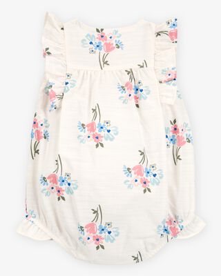 Product image 2 of Baby Floral Linen Look-alike Bubble Romper-Ivory