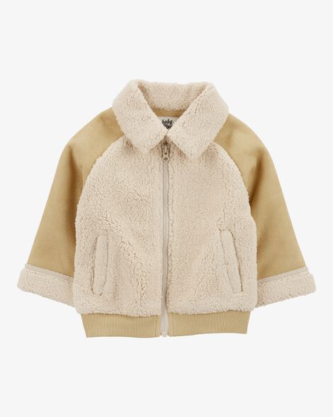  Product image 1 of Baby Colorblock Fleece & Sherpa Jacket - Tan
