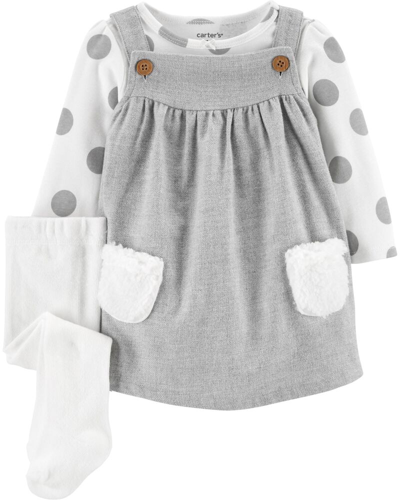 3Piece Polka Dot Bodysuit & Jumper Set