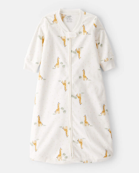 baby giraffe print long-sleeve wearable blanket - white