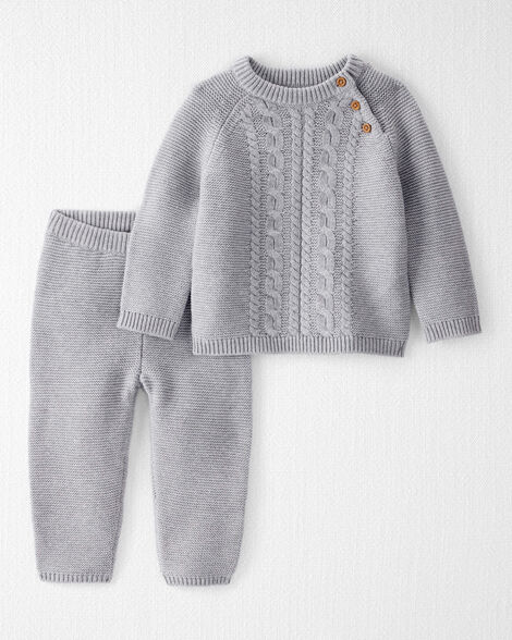 Baby 2-Piece Organic Cotton Cable Knit Sweater Set