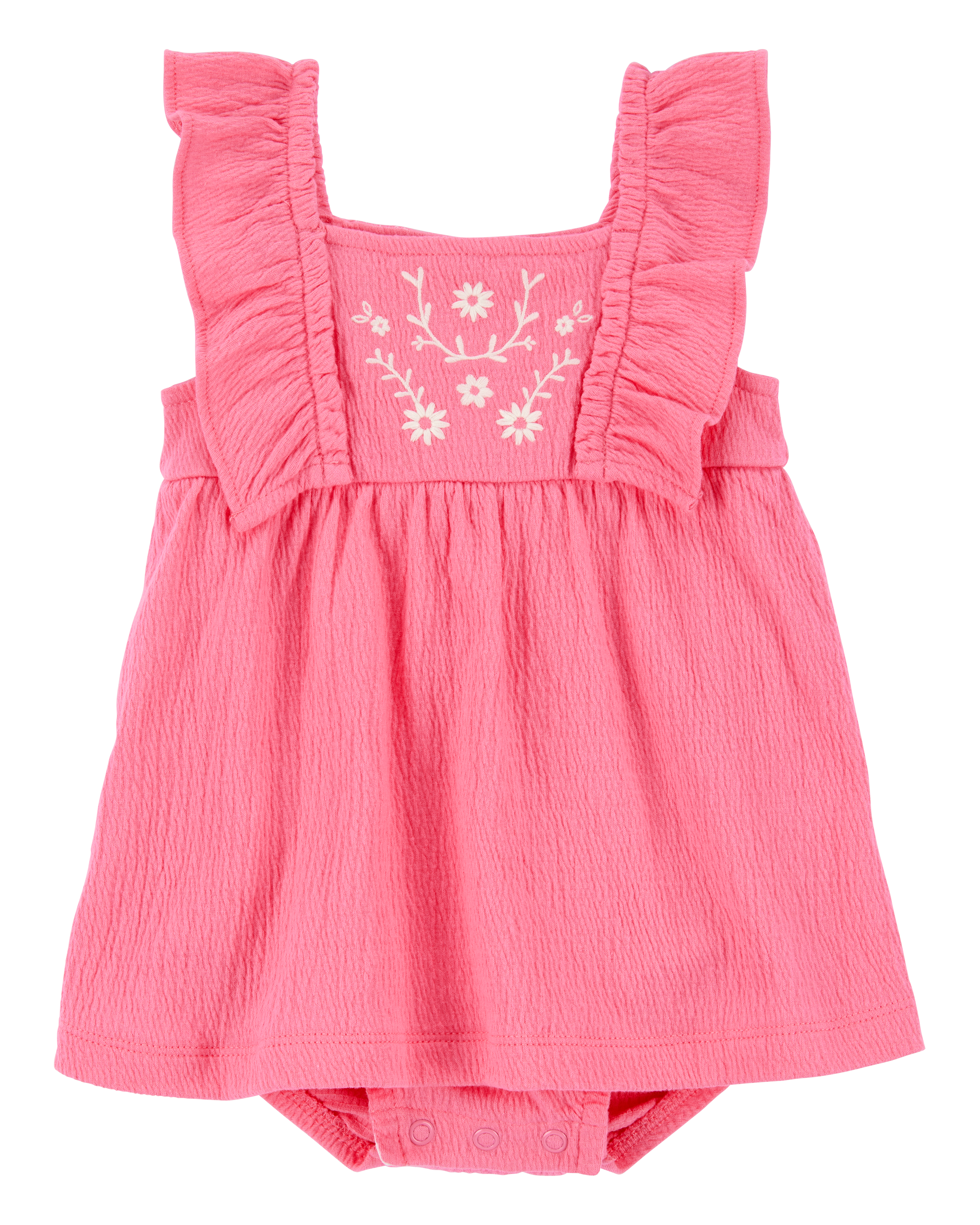 Baby Floral Flutter Bodysuit Dress - Pink