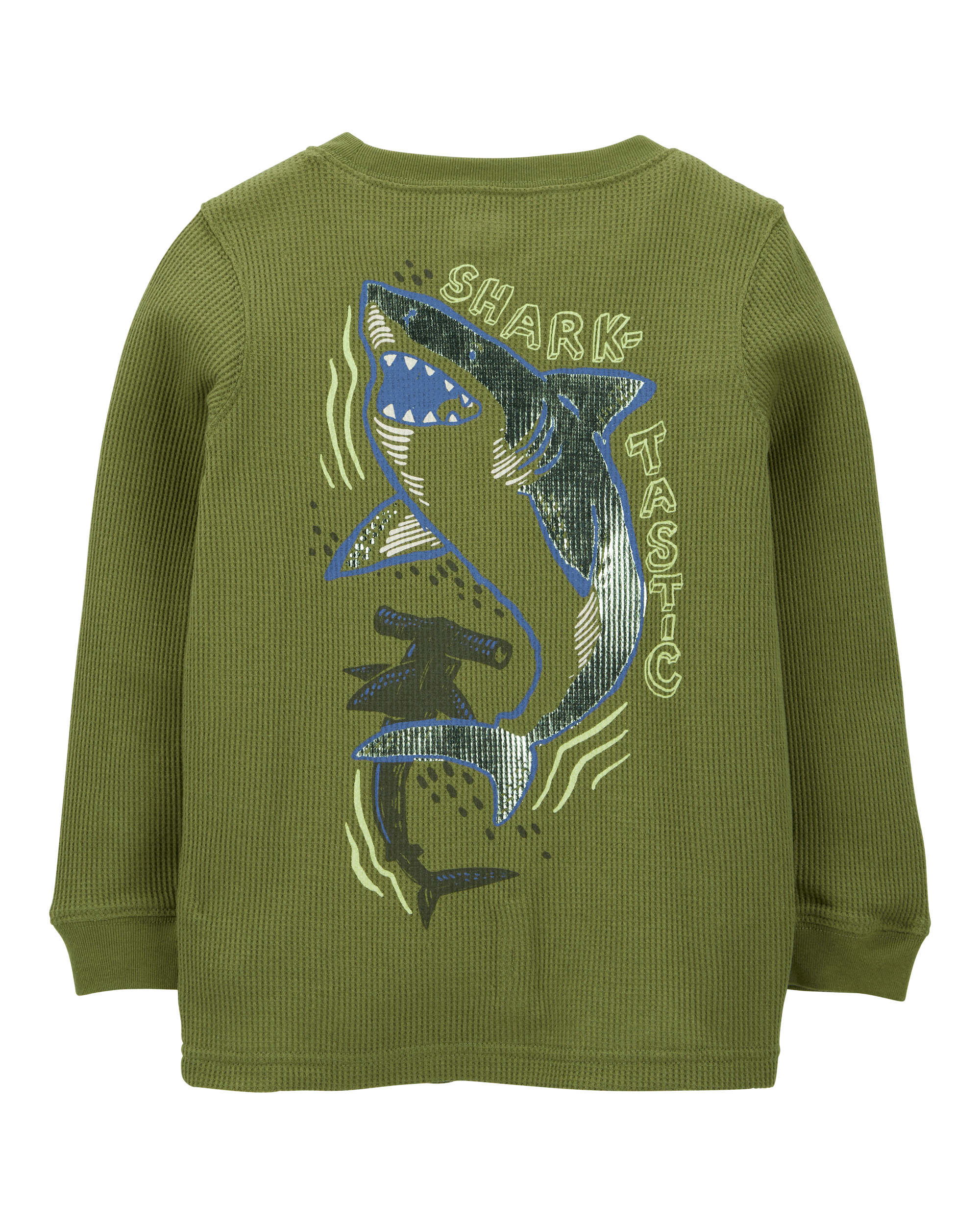 Carter's Toddler Boys Shark Graphic Thermal Long-Sleeve T-Shirt - Green - Size 4T