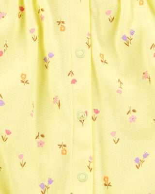 Product image 2 of Baby Floral Short-Sleeve Cotton Romper - Yellow