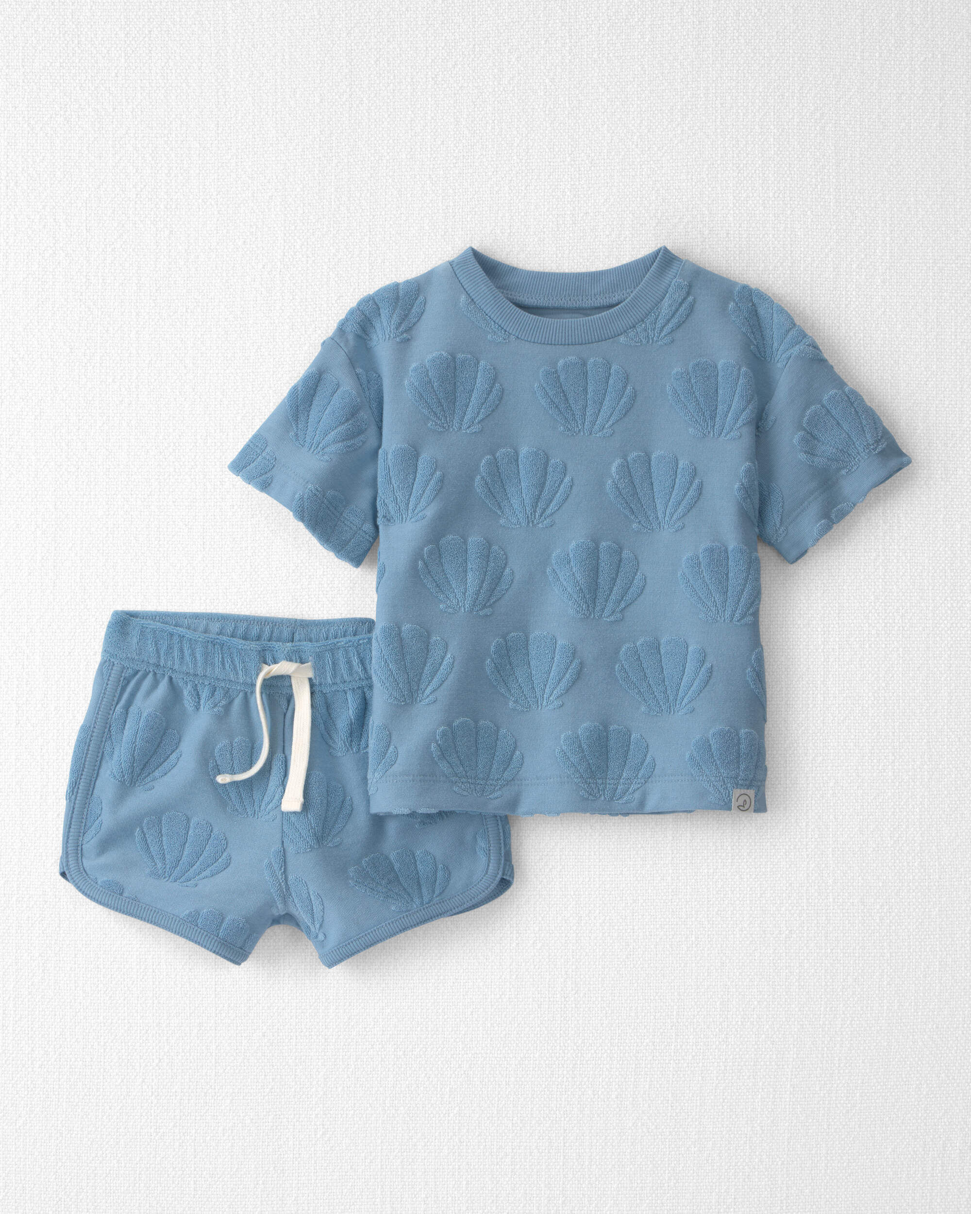 Little Planet Baby Girl 2-Piece Terry Top Short Set Made with Organic Cotton in Blue Seashells 12M Blue Seashells 26$
