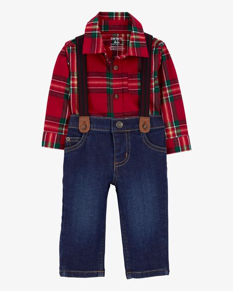  Product image 1 of Baby 3-Piece Plaid Dress Me Up Set