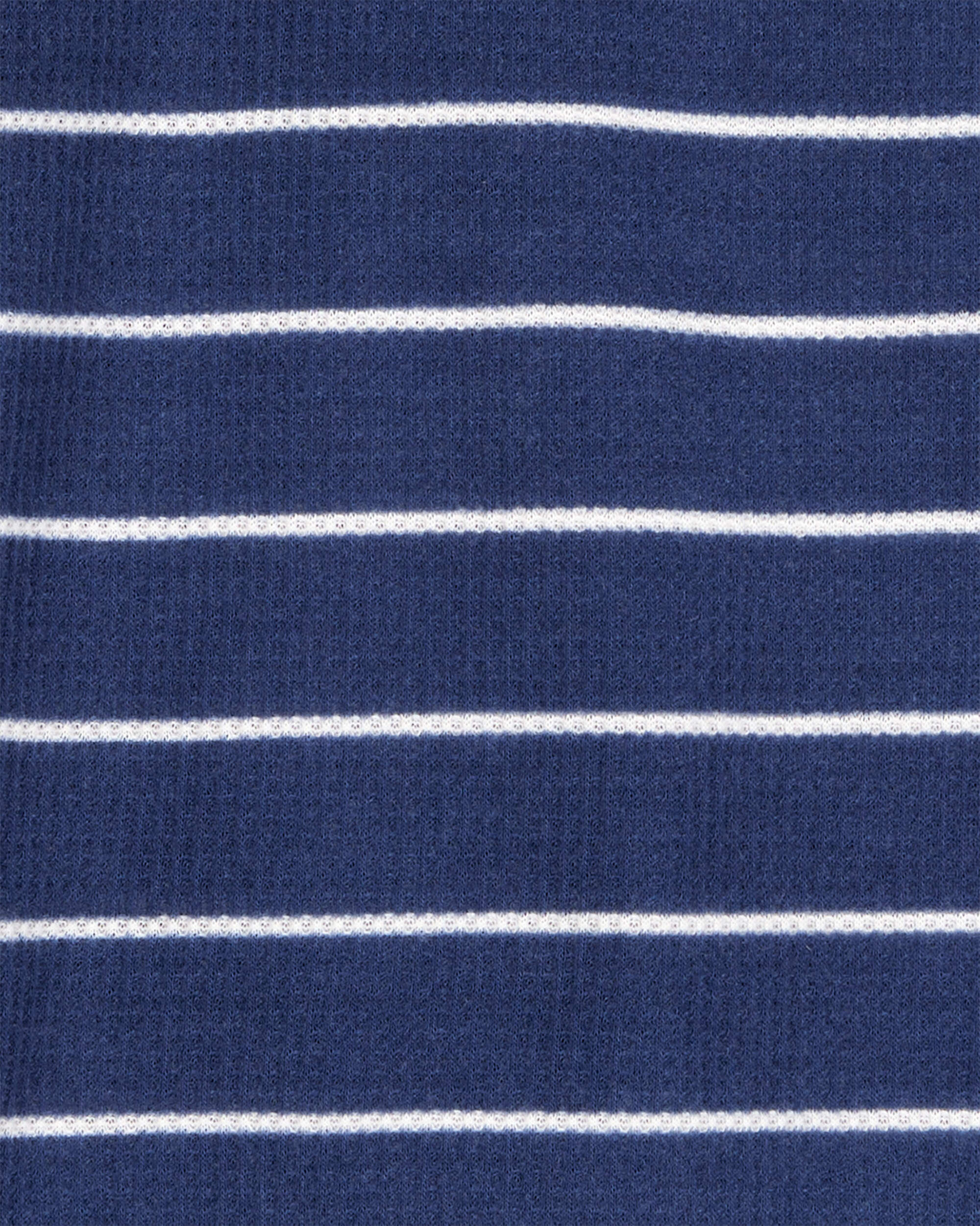 Boys Striped Loose Fit Waffle Knit 2-Piece Pajamas - Navy