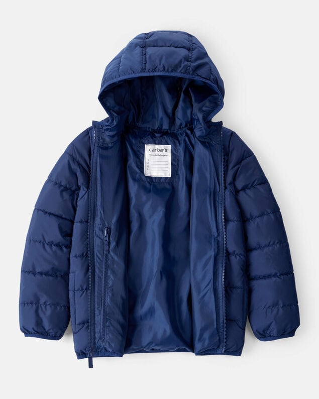 Product image 2 of Kid Hooded Puffer Jacket - Navy Blue