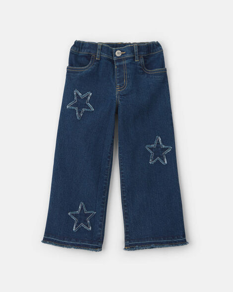 Toddler Girl Star Denim Wide-Leg Jeans - Medium Wash