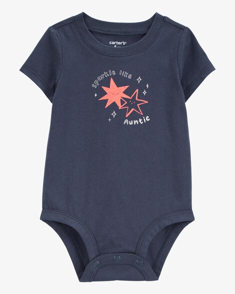 Product image 1 of Baby Sparkle Like Auntie Short-Sleeve Bodysuit - Gray