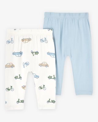 Product image 2 of Baby 2-Pack PurelySoft Pull-On Pants - Blue/Ivory