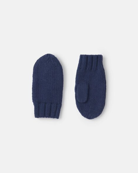 boys ribbed mittens - navy