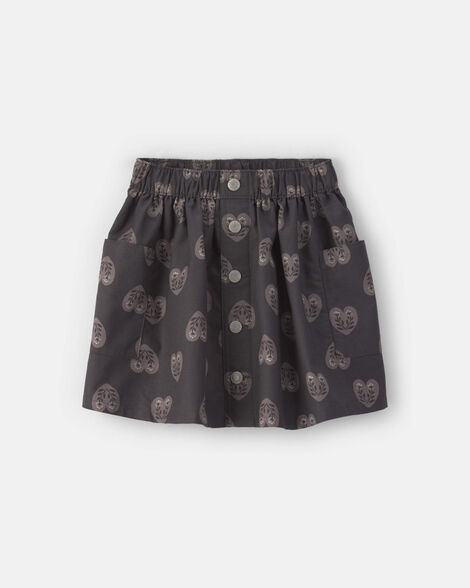 Girls Heart Twill Skirt - Black