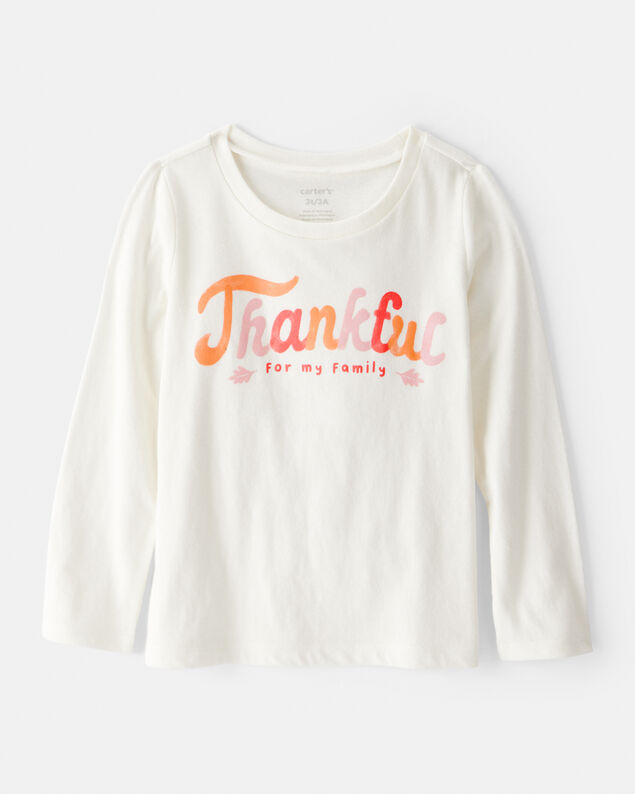 Product image 1 of Toddler Girl Thankful Long-Sleeve Graphic Tee - White