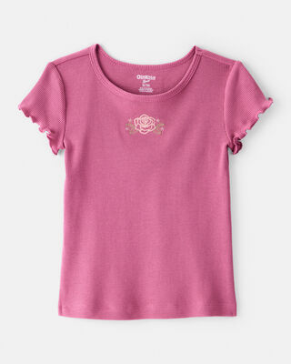 Toddler Girl Cowgirl Hat Cotton Short-Sleeve Top - Ivory