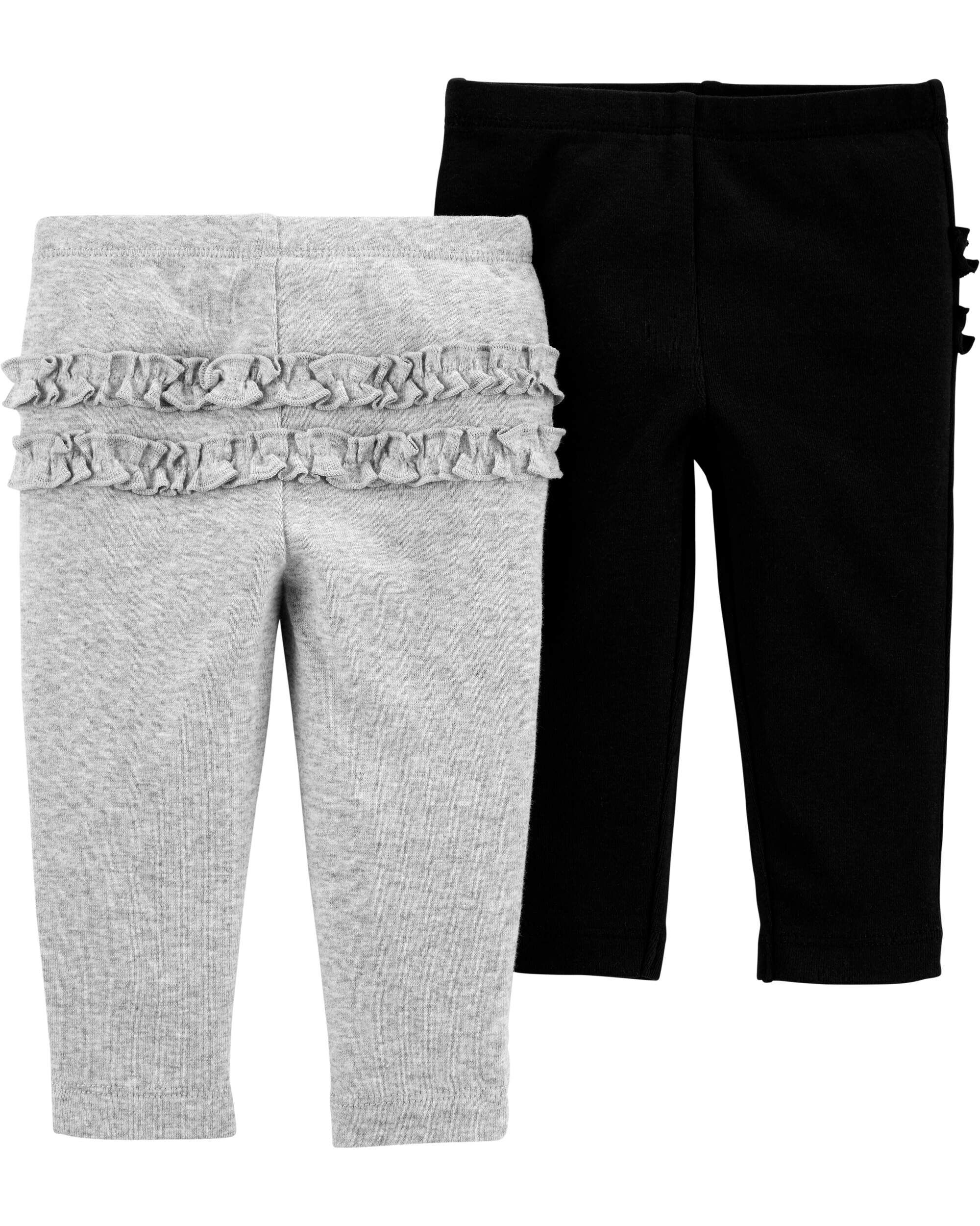 Carters baby girl 2-pack ruffle-detail cotton pants 12M GreyBlack 9$