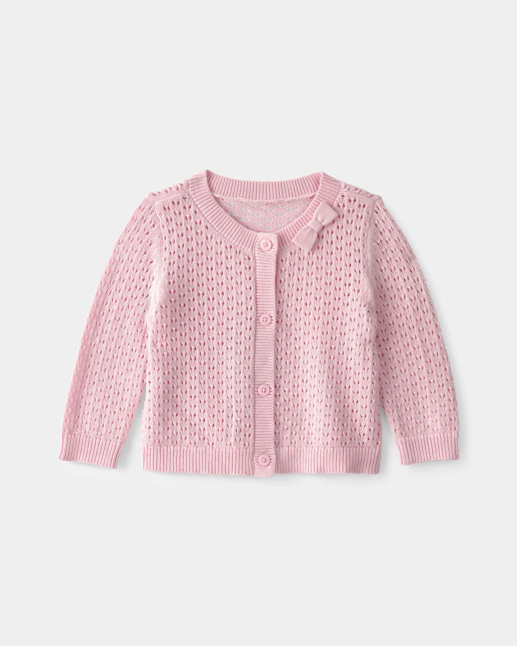 OshKosh Bgosh Baby Girl Bow Pointelle Button-Up Cardigan Sweater 12M Pink 23$