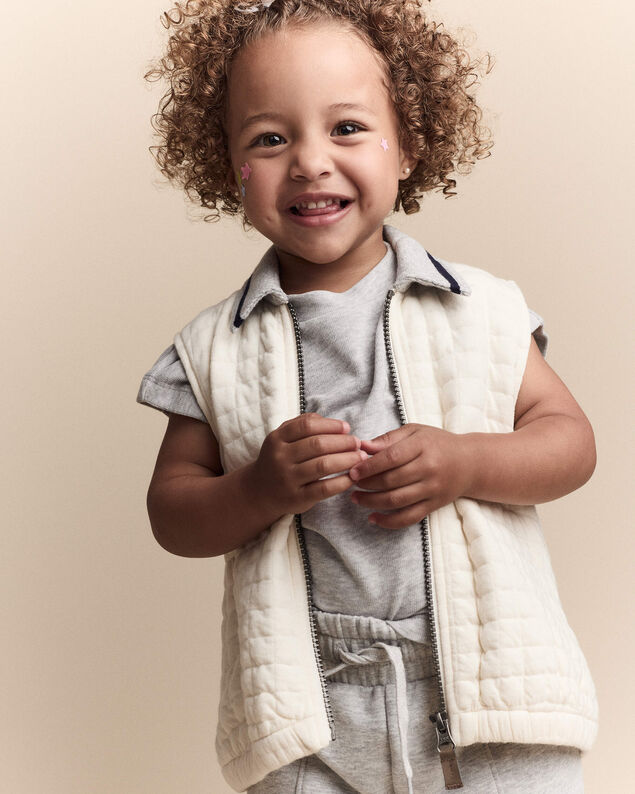 Product image 1 of Toddler Quilted Zip-Up Collard Vest - Cream