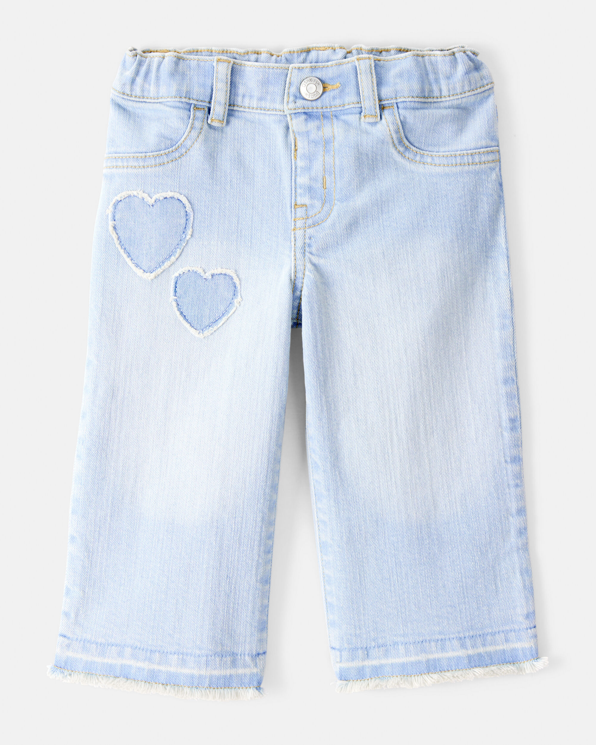 Baby Embroidered Stretch Denim Wide Leg Jeans - Cowboy Wash