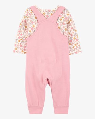 Product image 2 of Baby 2-Piece Floral Bunny Long-Sleeve Tee & Coverall Set - Pink