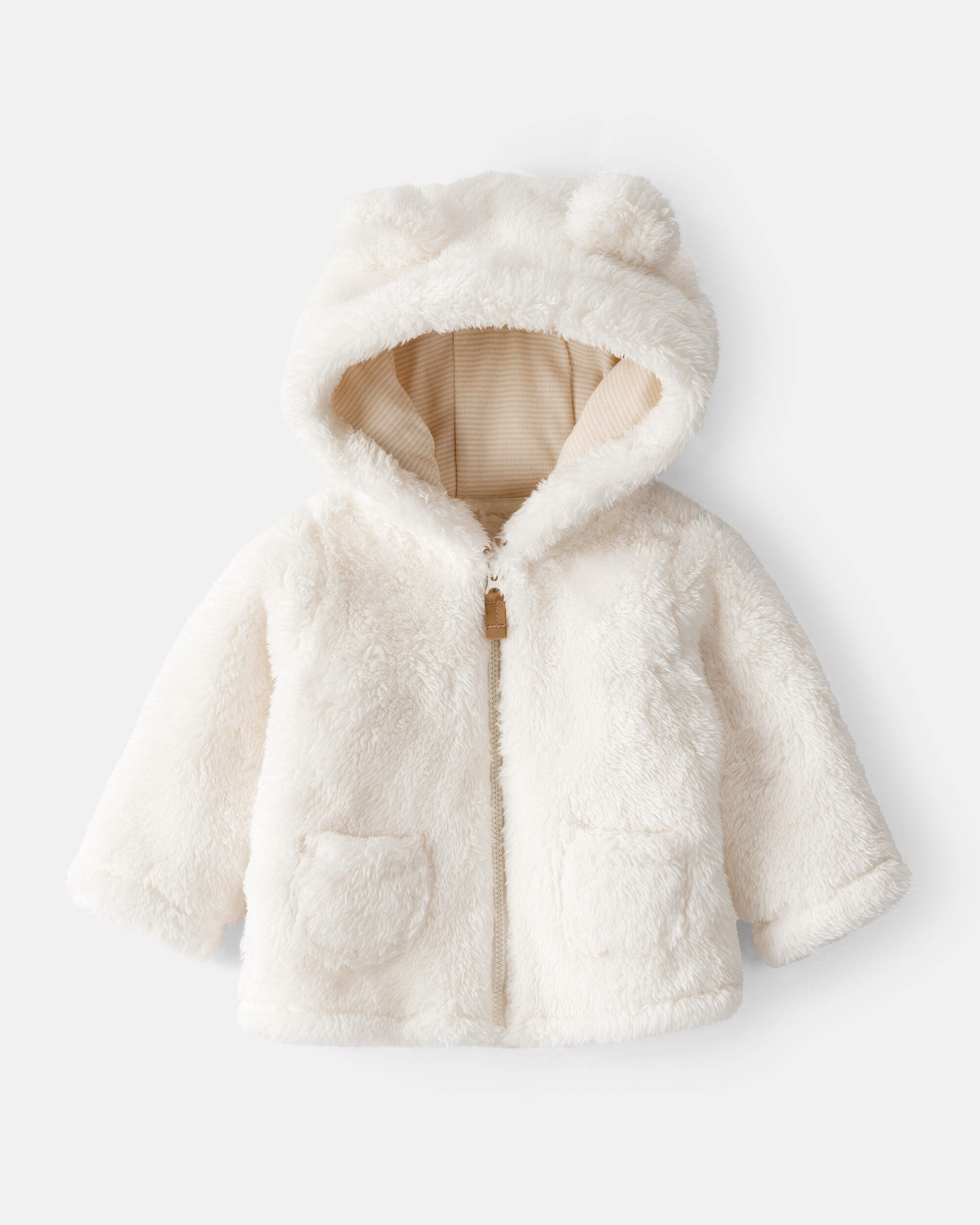 Baby Sherpa Hooded Long-Sleeve Sweater - White
