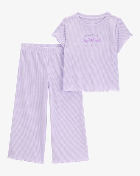 Product image 1 of Toddler Girl Butterfly Loose Fit 2-Piece Pajamas - Purple
