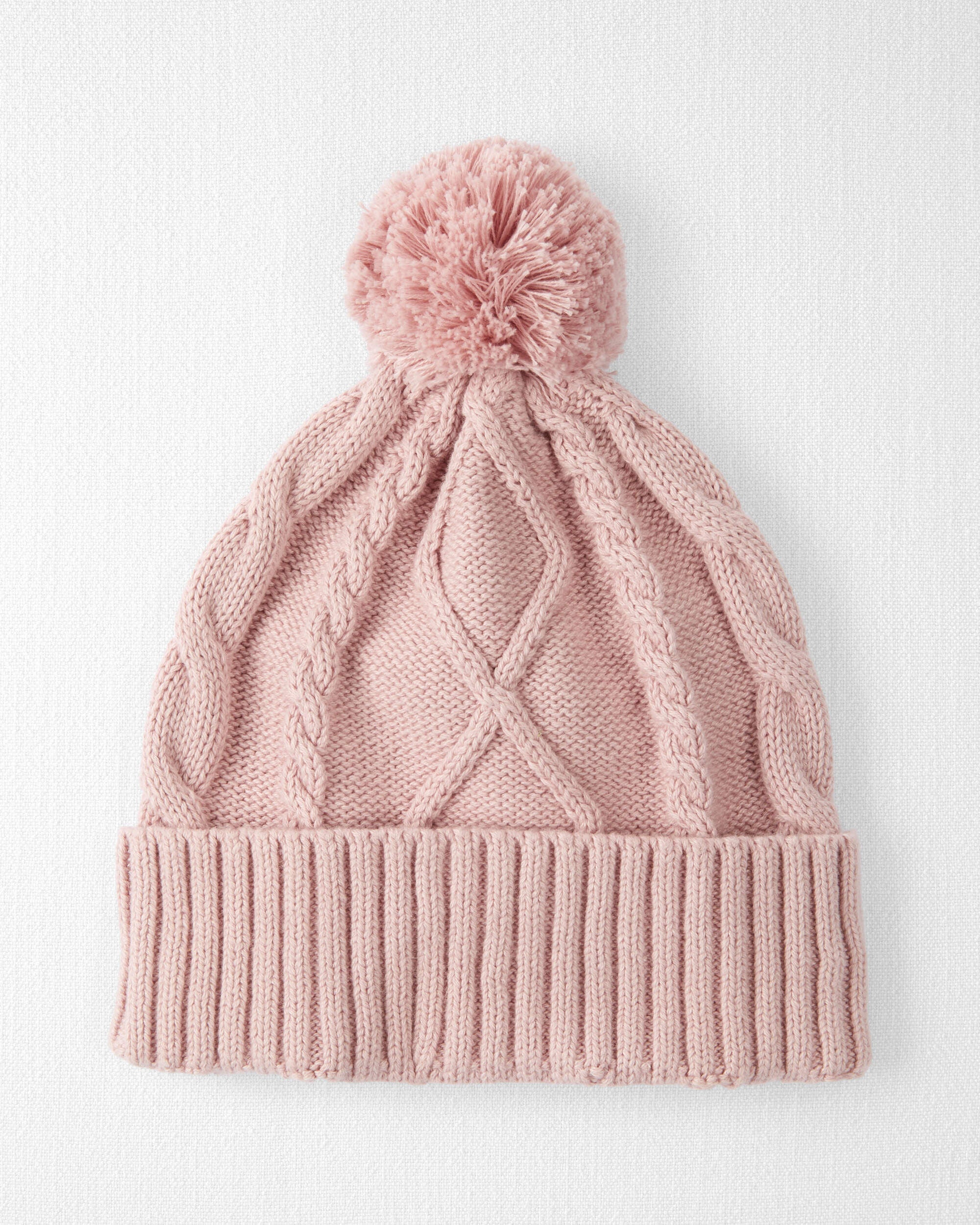 Baby Organic Cotton Cable Knit Beanie in Perfect Pink