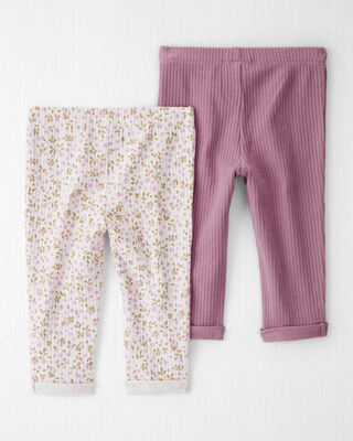 Product image 2 of Baby Girl 2-Pack Organic Cotton Rib Leggings