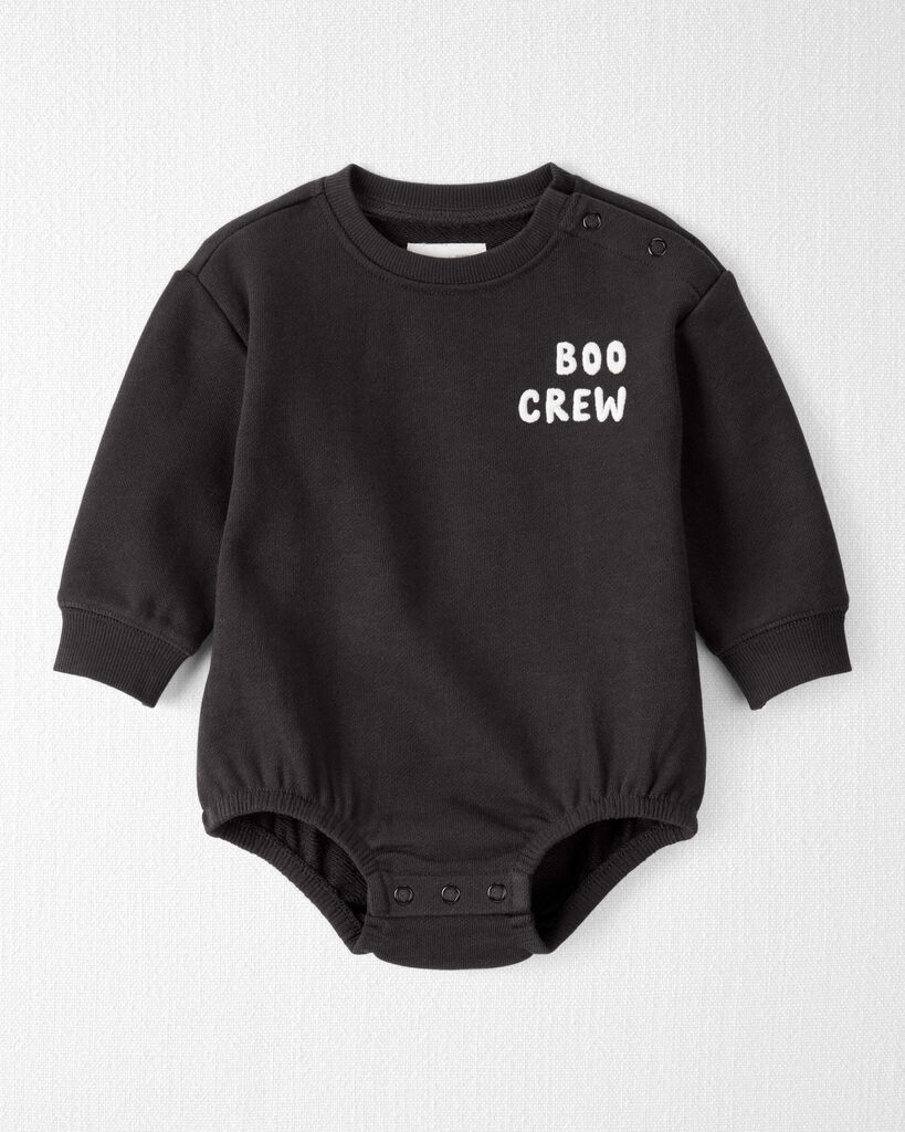 Little Planet Baby Organic Cotton 'Boo Crew' French Terry Bubble 12M Black