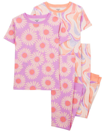Kid 4-Piece Daisy 100% Snug Fit Cotton Pajamas