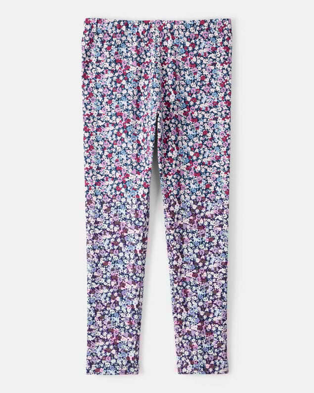 Product image 2 of Girls Floral Cotton Pull-On Stretch Leggings - Purple